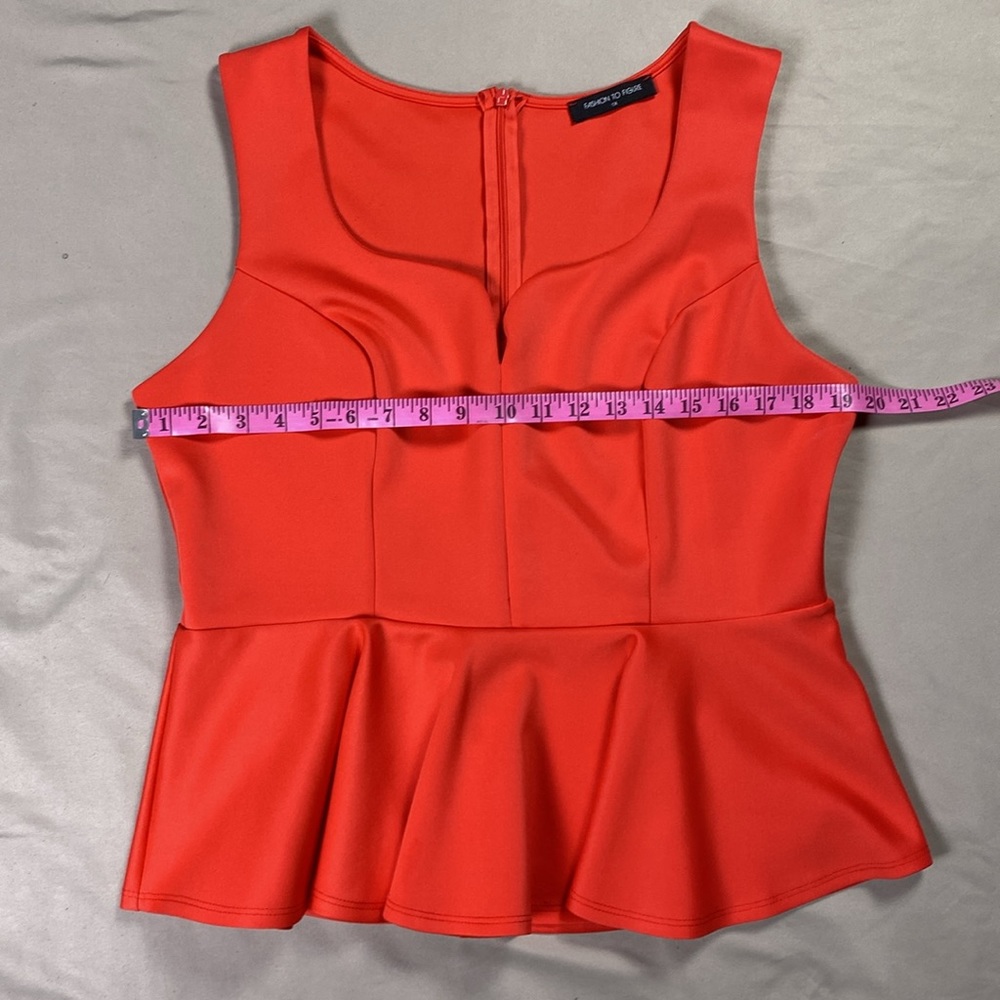 Fashion to Figure Coral Peplum Top Sleeveless Bold Curve Style Size 1X - Picture 2 of 7